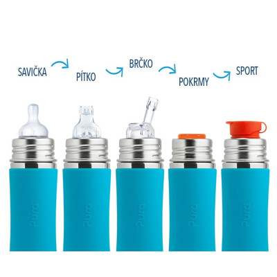 Pura® nerezová dojčenská fľaša 325ml Mint| Ecobal.sk