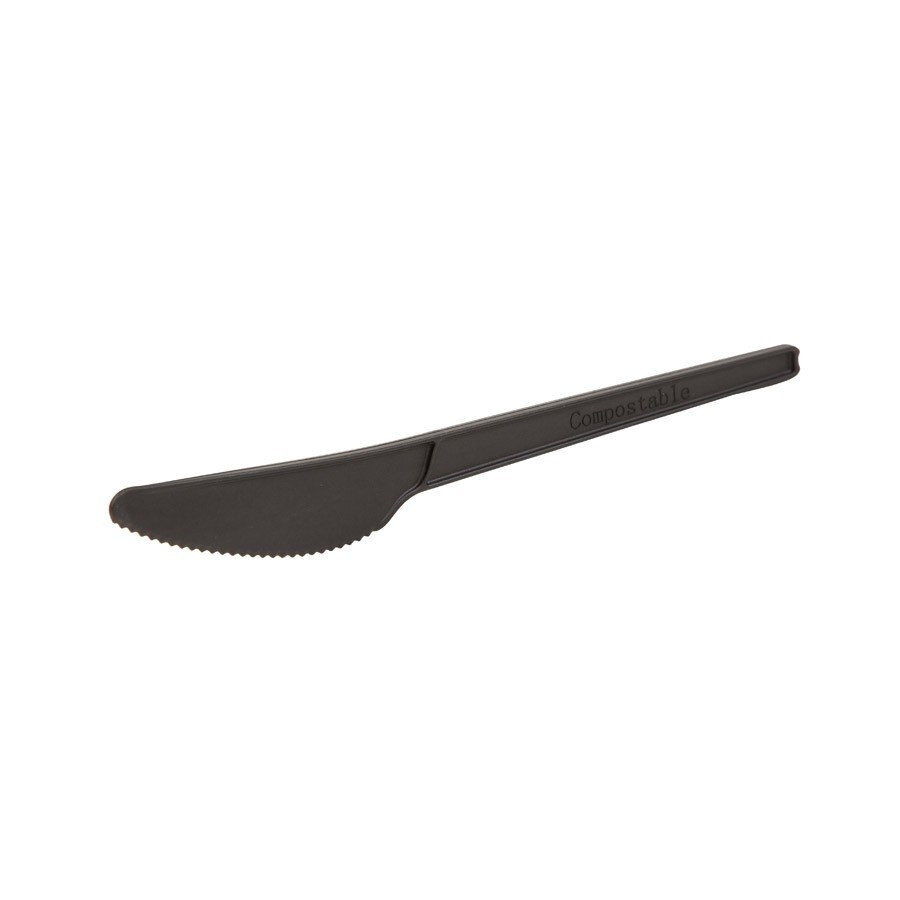 Bioplastový nôž 17 cm čierny 50 ks