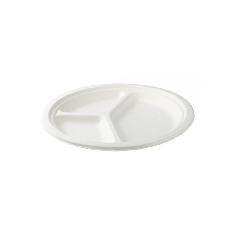Jednorazový tanier z cukrovej trstiny okrúhly 3 dielny Ø 26 cm 50 ks