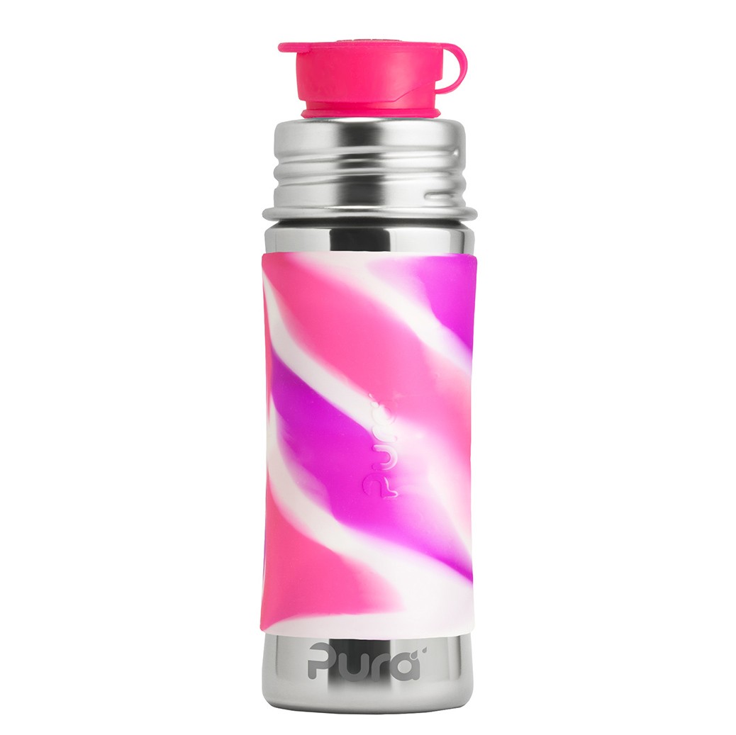 Pura® nerezová fľaša so športovým uzáverom 325ml - ružovo-biela